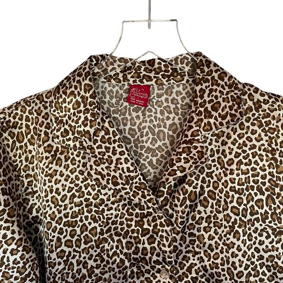 Austin Clothing Co Satin Pajama Set Leopard Print Long Sleeves & Pants Sz LARGE - Picture 3 of 10